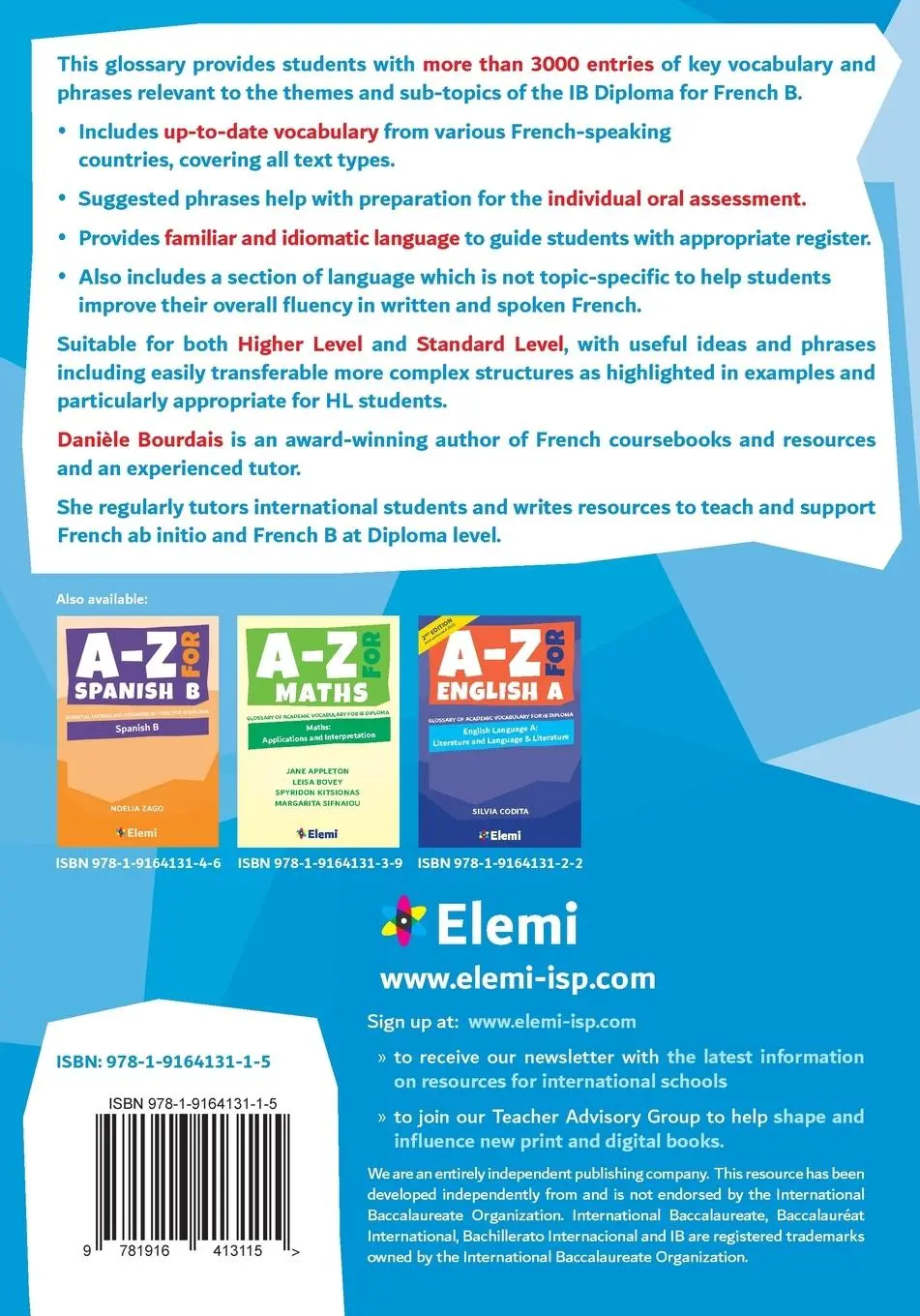 Rückseite: 9781916413115 | A-Z for French B | Danièle Bourdais | Taschenbuch | Englisch | 2019