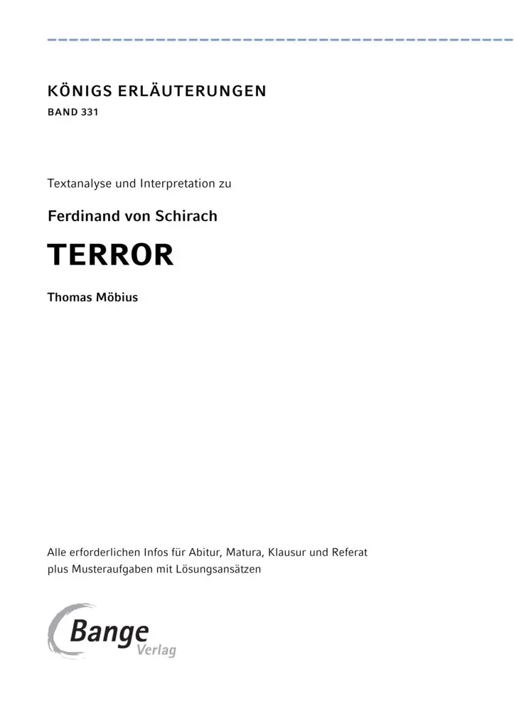 Bild: 9783129303115 | Terror von Ferdinand von Schirach | Textanalyse und Interpretation