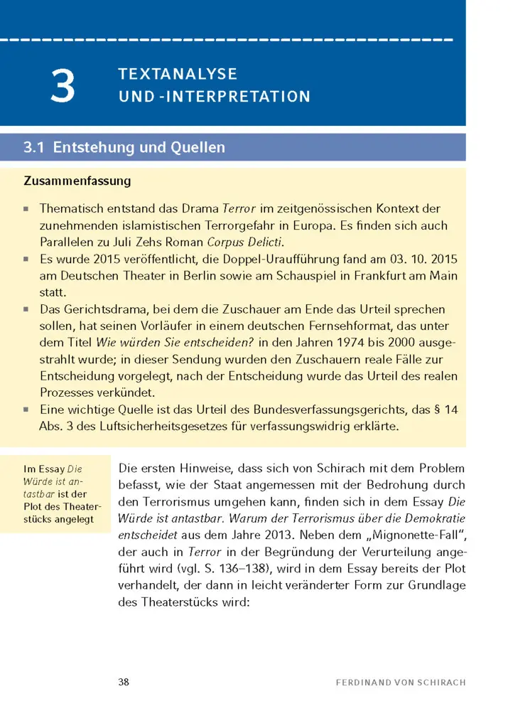 Bild: 9783129303115 | Terror von Ferdinand von Schirach | Textanalyse und Interpretation