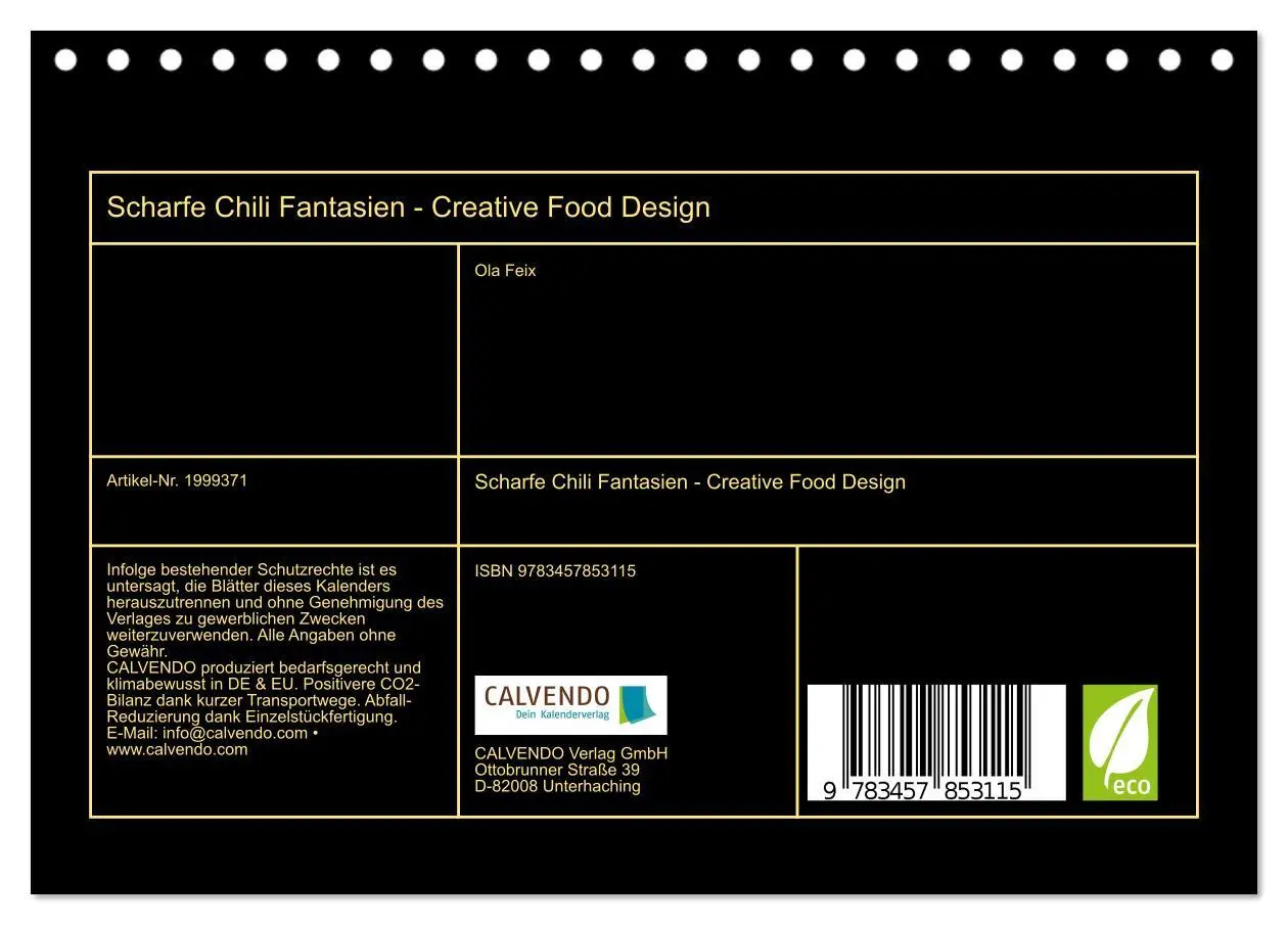 Bild: 9783457853115 | Scharfe Chili Fantasien - Creative Food Design (Tischkalender 2026...