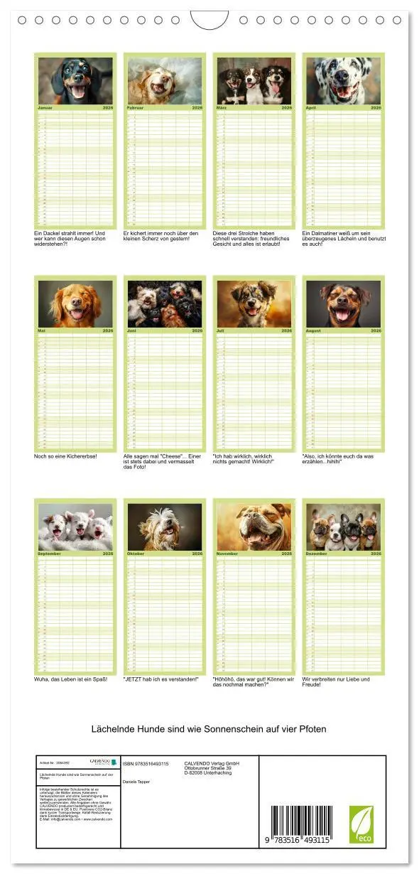 Bild: 9783516493115 | Familienplaner 2026 - Lächelnde Hunde sind wie Sonnenschein auf...