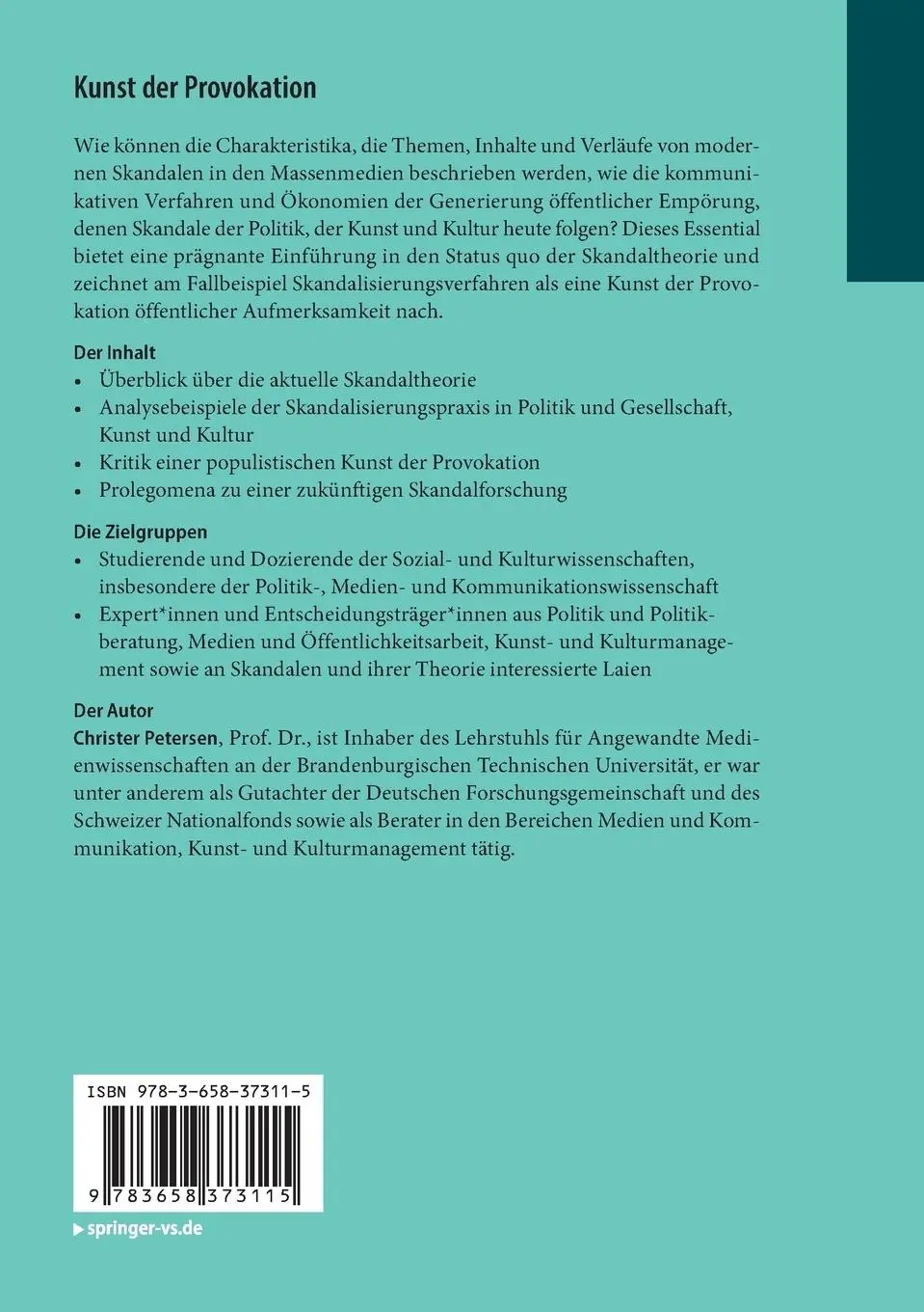 Rückseite: 9783658373115 | Kunst der Provokation | Eine Einführung in die Skandalforschung | Buch