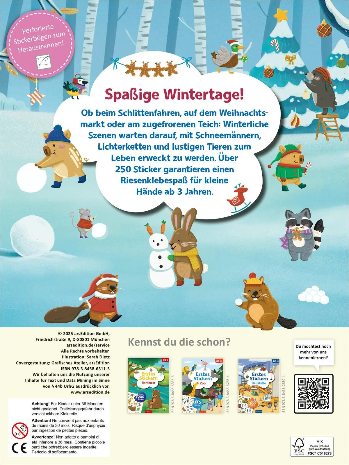 Rückseite: 9783845863115 | Erstes Stickern - Im Winter | Über 250 Sticker | Sarah Dietz | 40 S.