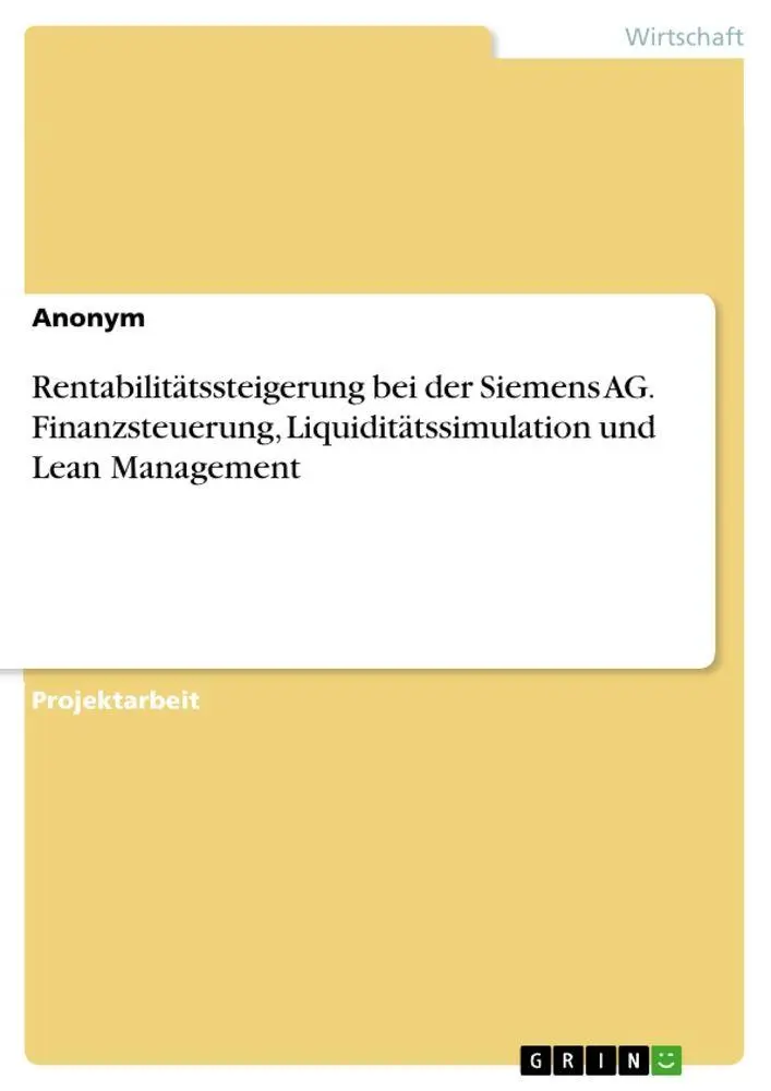 Cover: 9783389153215 | Rentabilitätssteigerung bei der Siemens AG. Finanzsteuerung,...