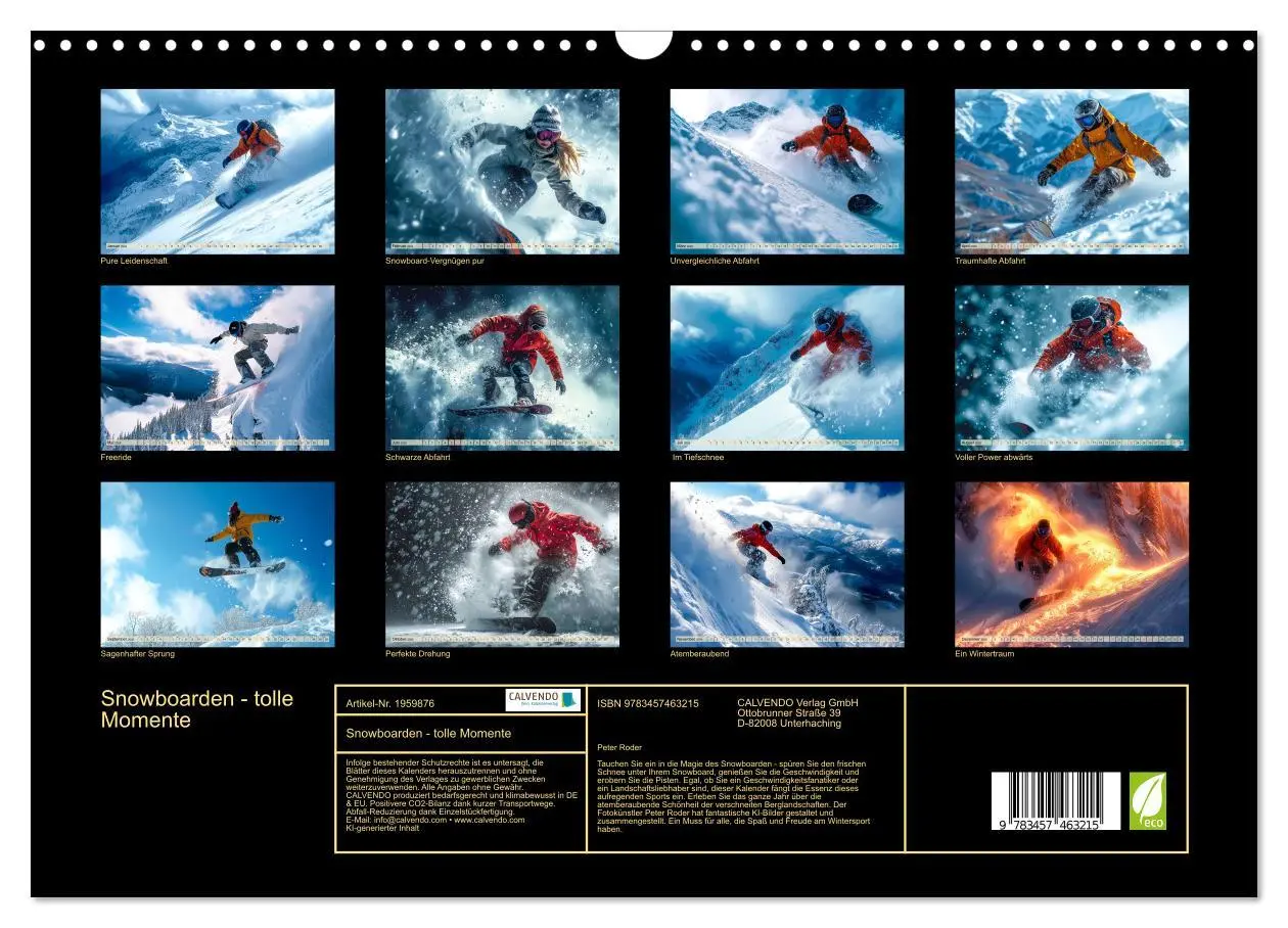 Bild: 9783457463215 | Snowboarden - tolle Momente (Wandkalender 2026 DIN A3 quer),...