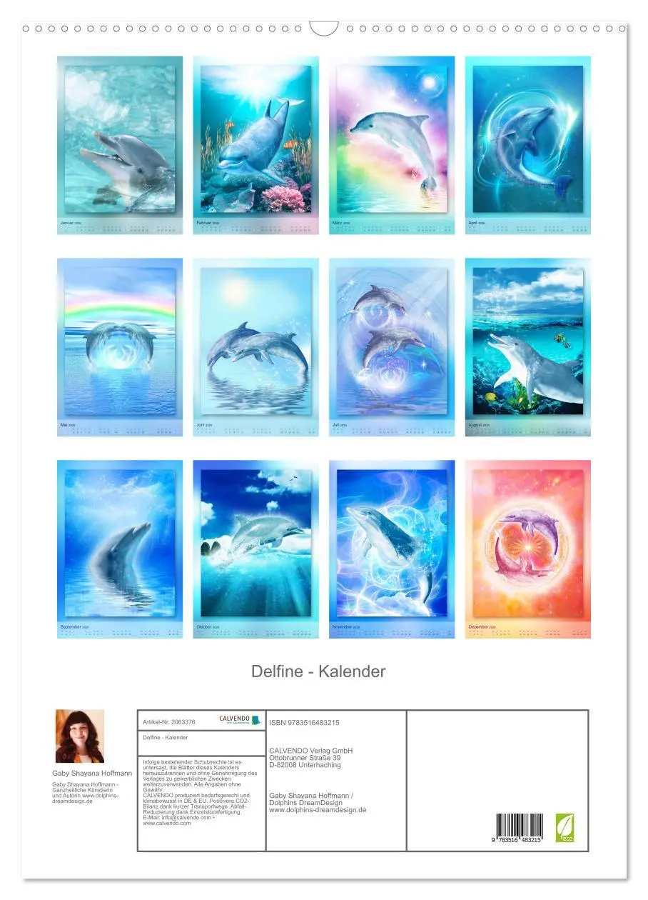 Bild: 9783516483215 | Delfine - Kalender (Wandkalender 2026 DIN A2 hoch), CALVENDO...