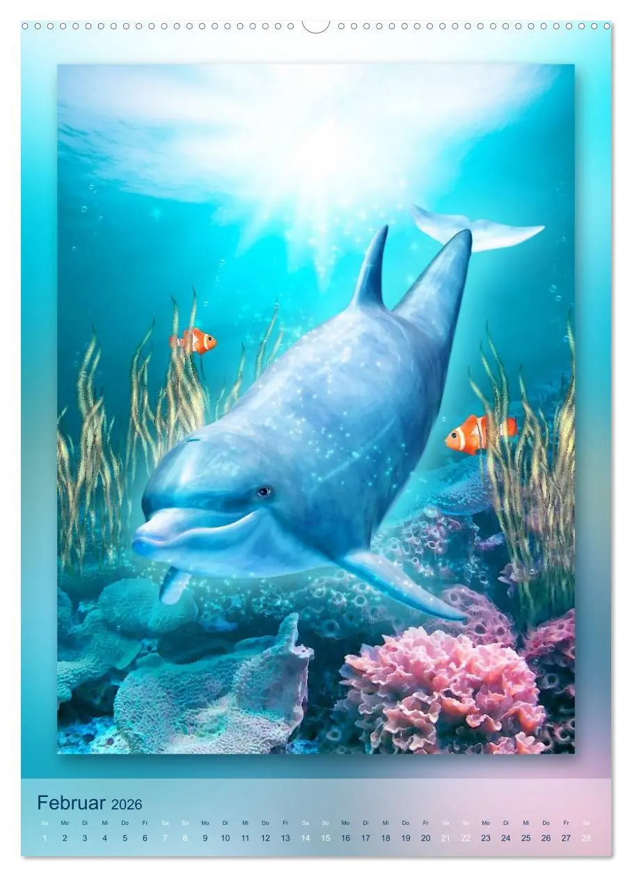 Bild: 9783516483215 | Delfine - Kalender (Wandkalender 2026 DIN A2 hoch), CALVENDO...