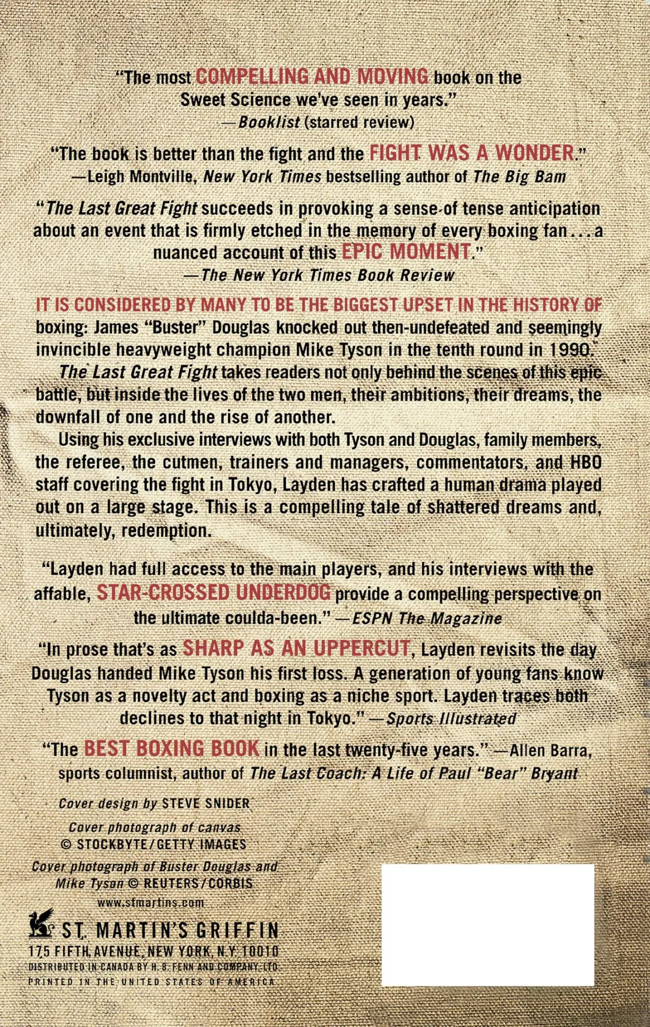 Rückseite: 9780312353315 | The Last Great Fight | Joe Layden | Taschenbuch | Englisch | 2008