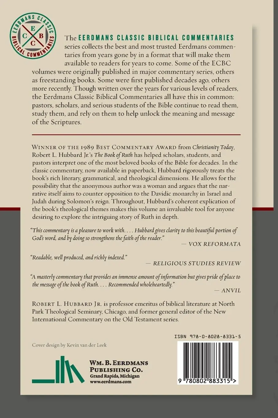 Rückseite: 9780802883315 | The Book of Ruth | Robert L. Hubbard | Taschenbuch | Englisch | 2023
