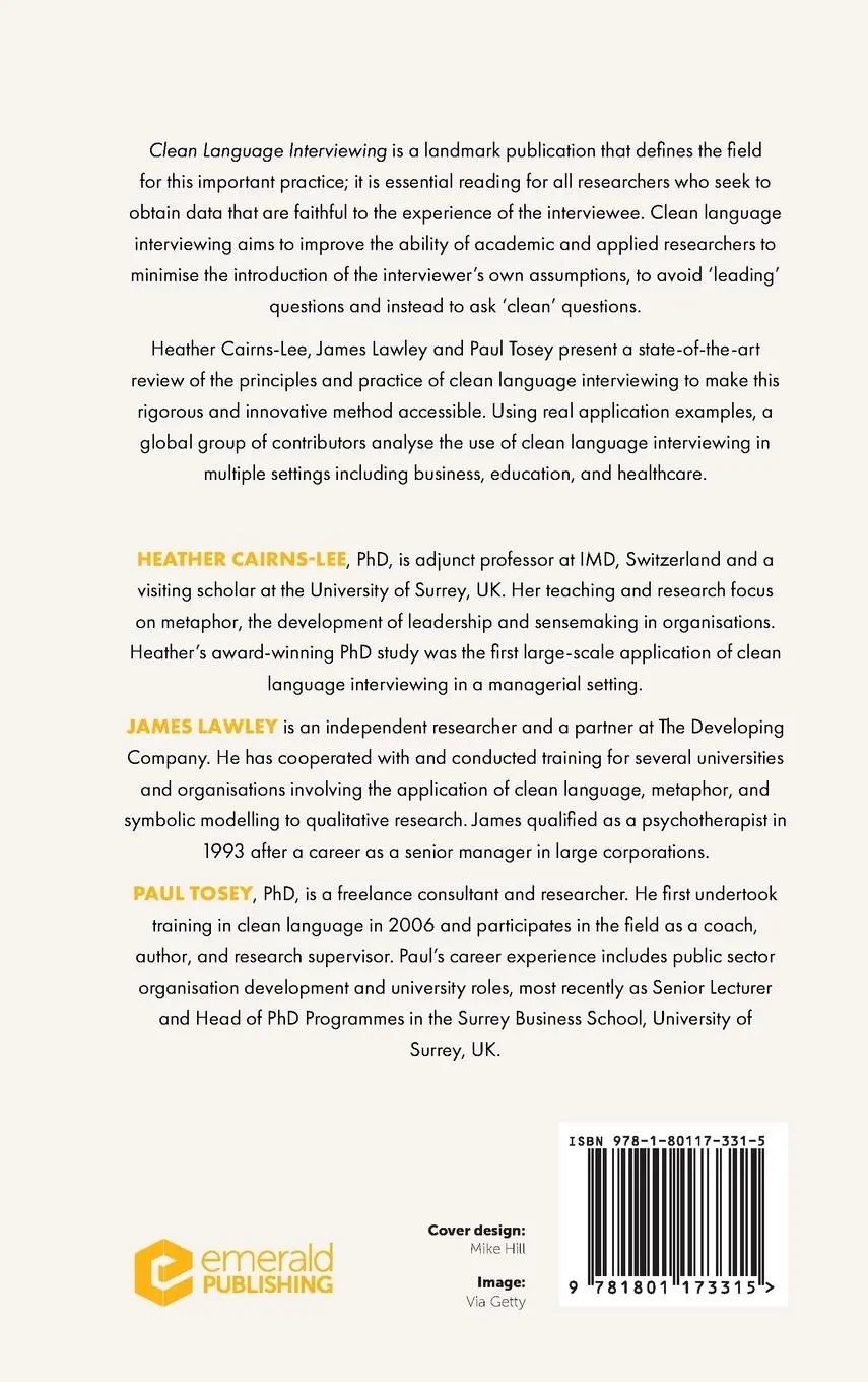 Rückseite: 9781801173315 | Clean Language Interviewing | Heather Cairns-Lee (u. a.) | Buch | 2022