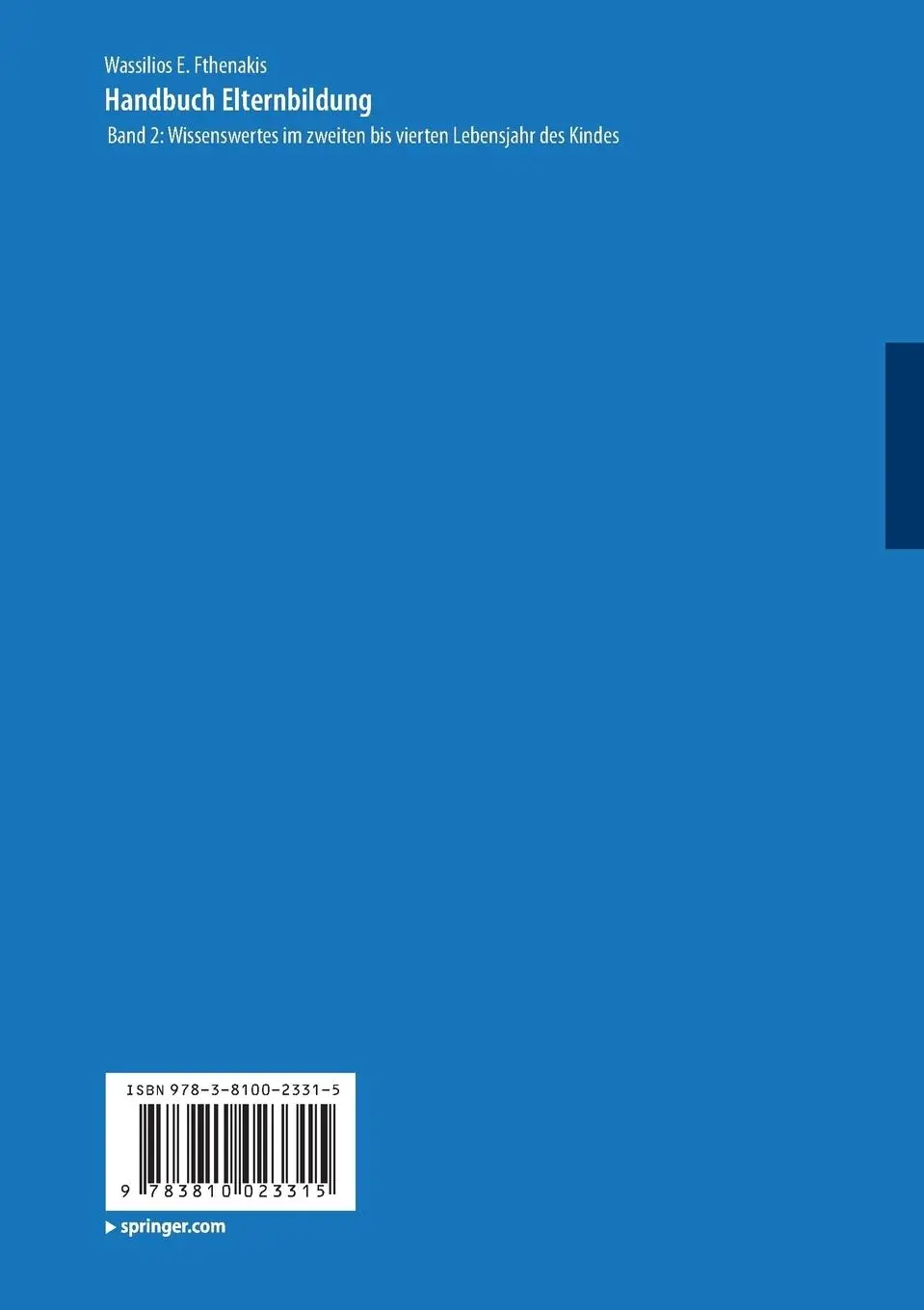 Rückseite: 9783810023315 | Handbuch Elternbildung | Wassilios E. Fthenakis (u. a.) | Taschenbuch