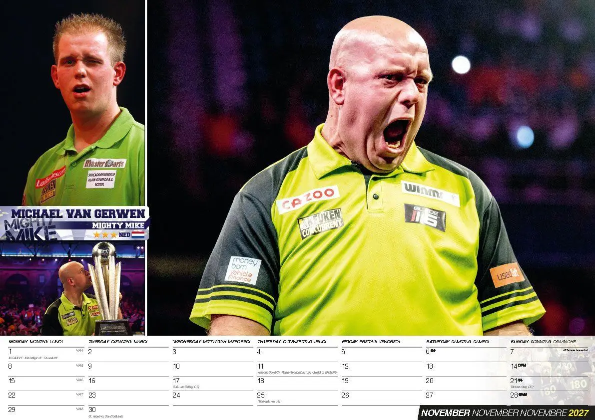 Bild: 9798893613315 | Darts Kalender 2027 | Michael van Gerwen (u. a.) | Kalender | 14 S.
