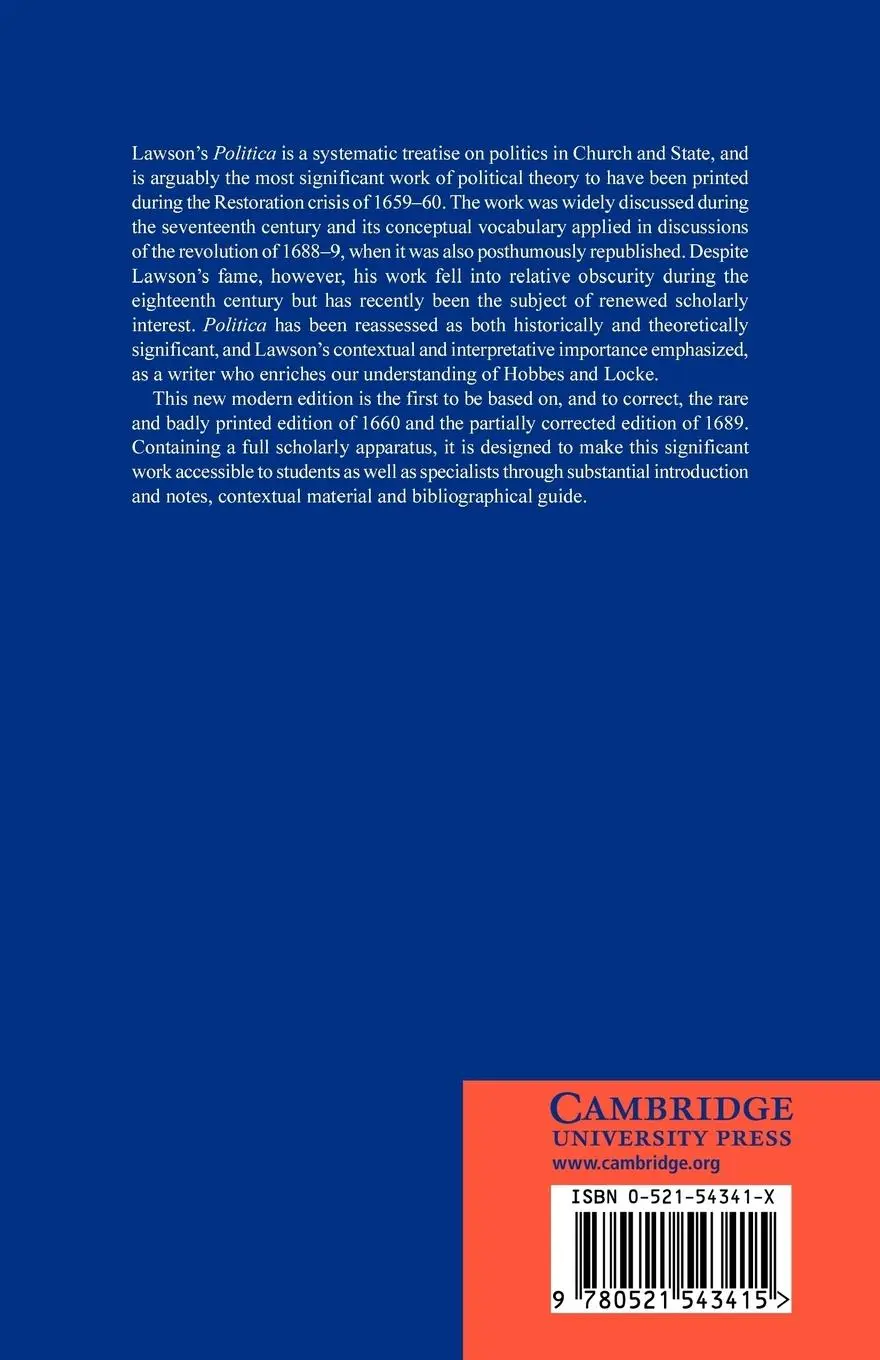 Rückseite: 9780521543415 | Lawson | Politica Sacra Et Civilis | George Lawson | Taschenbuch