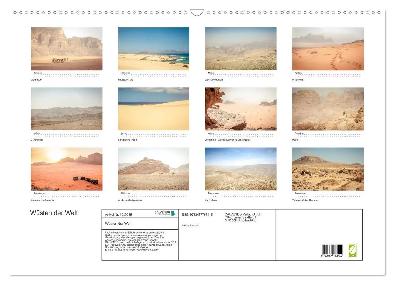 Bild: 9783457753415 | Wüsten der Welt (Wandkalender 2026 DIN A2 quer), CALVENDO...