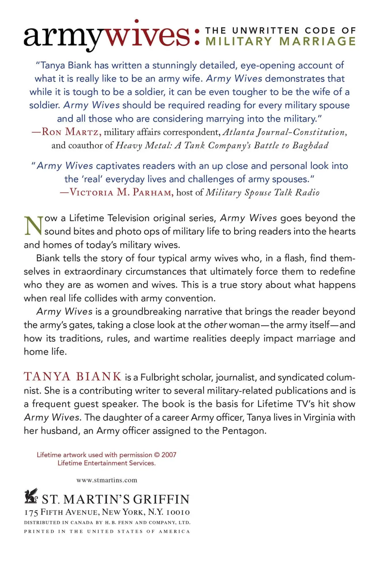 Rückseite: 9780312333515 | Army Wives | Tanya Biank | Taschenbuch | Englisch | 2007