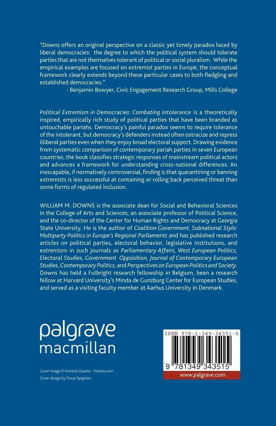 Rückseite: 9781349343515 | Political Extremism in Democracies | Combating Intolerance | Downs