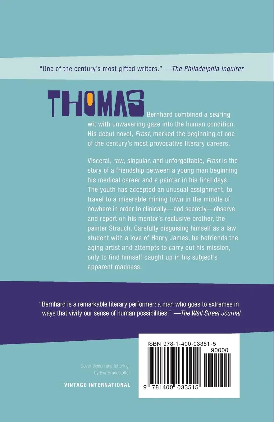 Rückseite: 9781400033515 | Frost | A Novel | Thomas Bernhard | Taschenbuch | 342 S. | Englisch