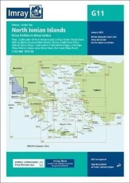 Cover: 9781786793515 | Imray Chart G11 | North Ionian Islands | Imray | (Land-)Karte | 2022