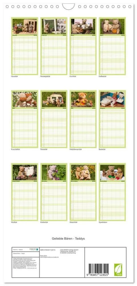 Bild: 9783457123515 | Familienplaner 2025 - Geliebte Bären - Teddys mit 5 Spalten...