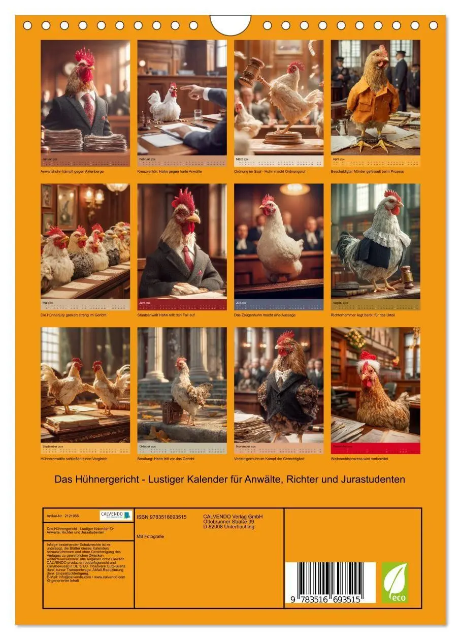 Bild: 9783516693515 | Das Hühnergericht - Lustiger Kalender für Anwälte, Richter und...