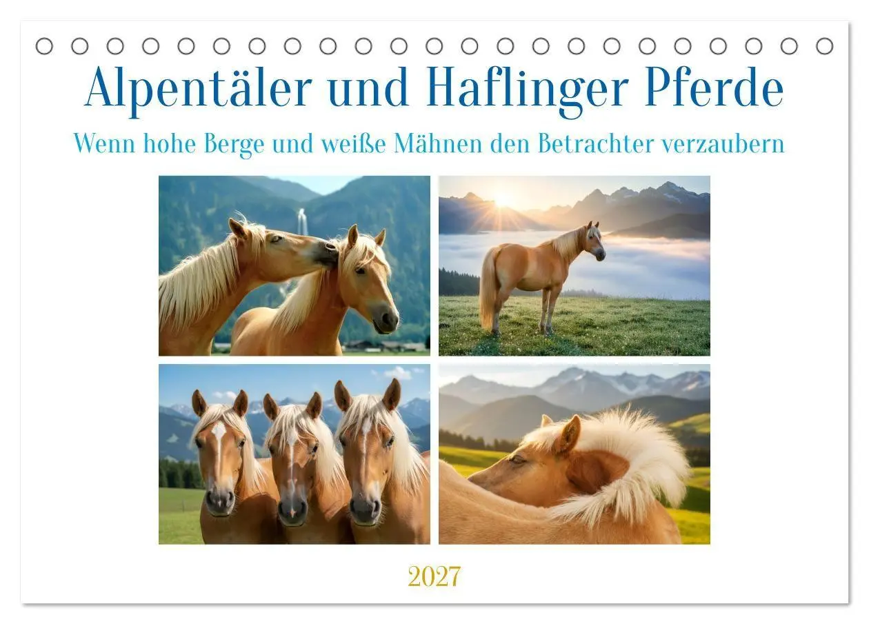 Cover: 9783516763515 | Alpentäler und Haflinger Pferde (Tischkalender 2027 DIN A5 quer),...