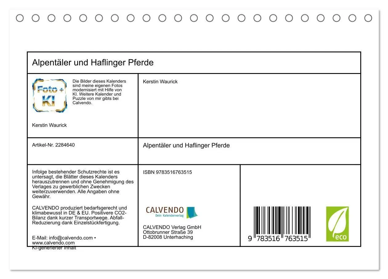 Bild: 9783516763515 | Alpentäler und Haflinger Pferde (Tischkalender 2027 DIN A5 quer),...