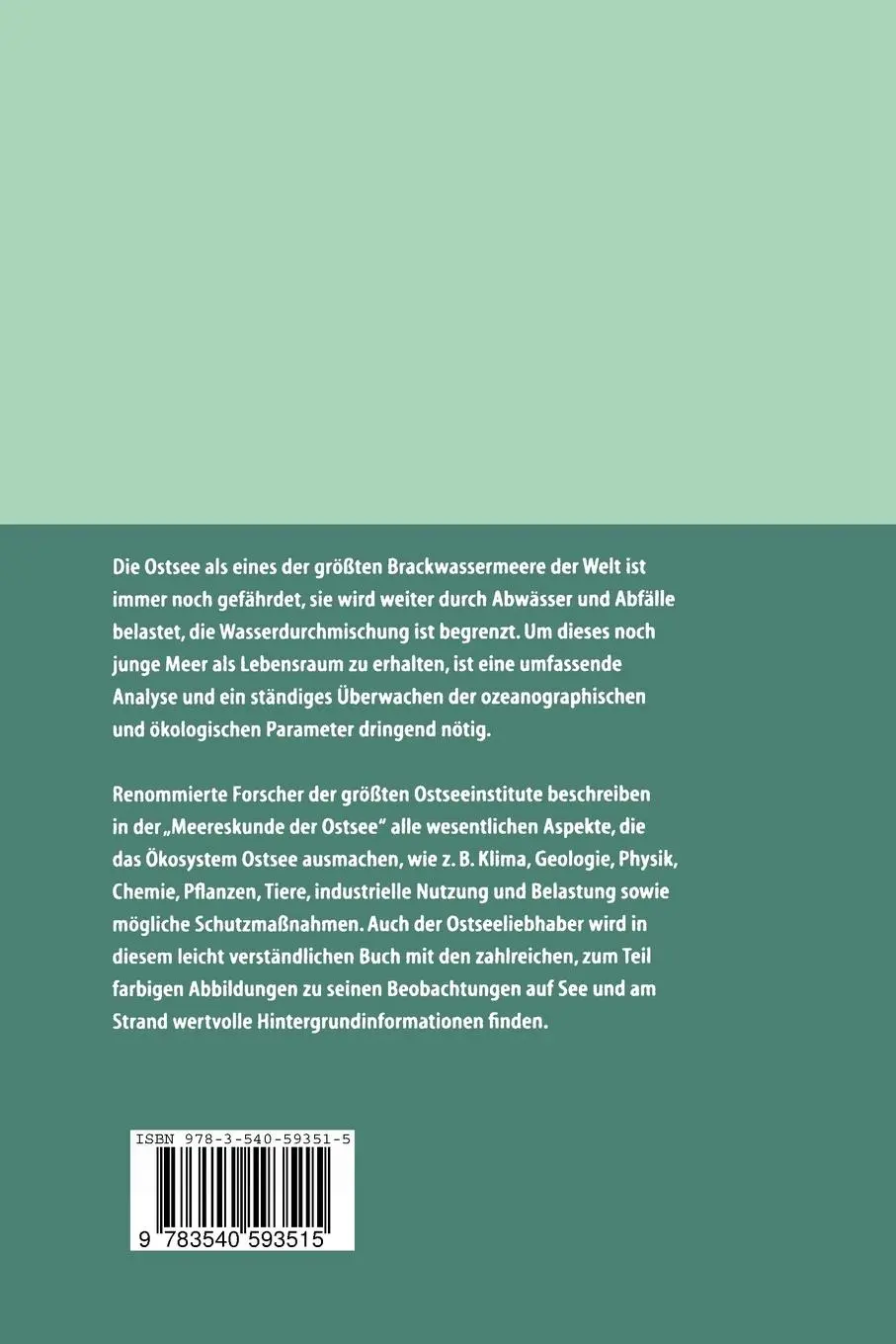 Rückseite: 9783540593515 | Meereskunde der Ostsee | Gerhard Rheinheimer | Taschenbuch | xii
