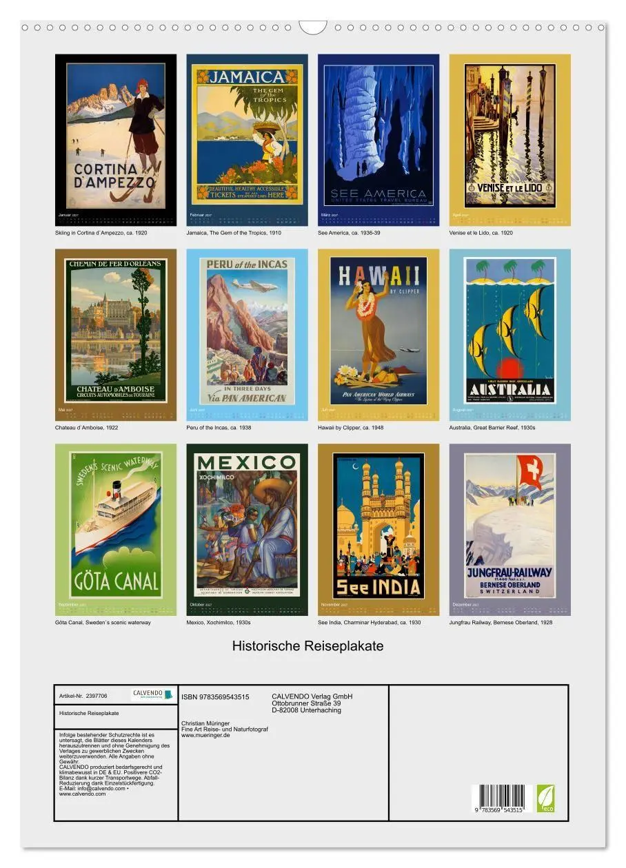 Bild: 9783569543515 | Historische Reiseplakate (Wandkalender 2027 DIN A2 hoch), CALVENDO...
