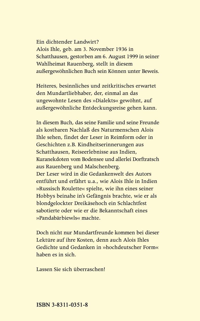 Rückseite: 9783831103515 | Heedsch un Deedsch | Alois Ihle | Taschenbuch | 168 S. | Deutsch