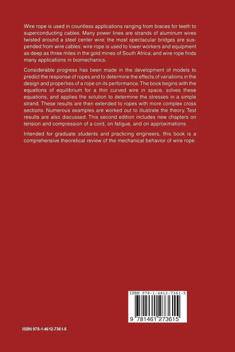 Rückseite: 9781461273615 | Theory of Wire Rope | George A. Costello | Taschenbuch | xv | Englisch