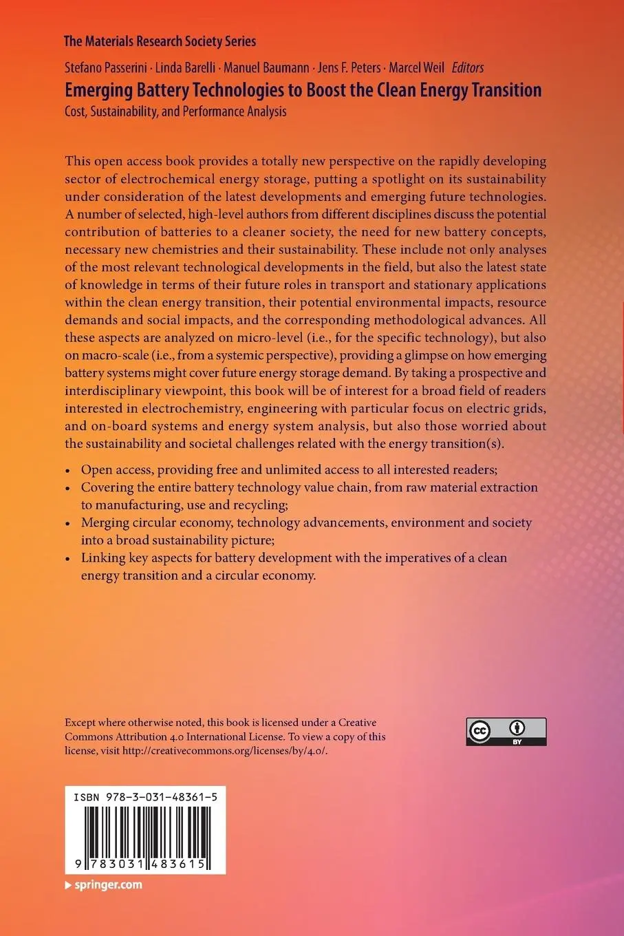 Rückseite: 9783031483615 | Emerging Battery Technologies to Boost the Clean Energy Transition
