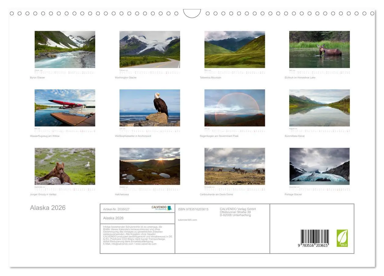 Bild: 9783516203615 | Alaska 2026 (Wandkalender 2026 DIN A3 quer), CALVENDO Monatskalender