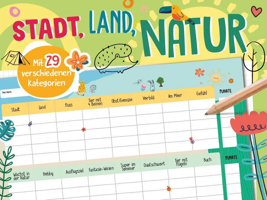 Cover: 9783849943615 | Stadt, Land, Natur - Spieleblock | Mit 29 verschiedenen Kategorien