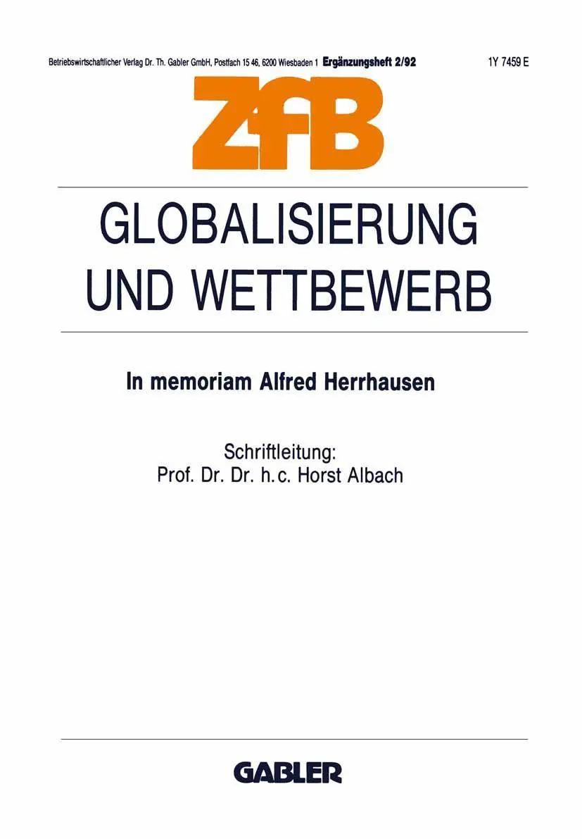 Cover: 9783409133715 | Globalisierung und Wettbewerb | In memoriam Alfred Herrhausen | Albach