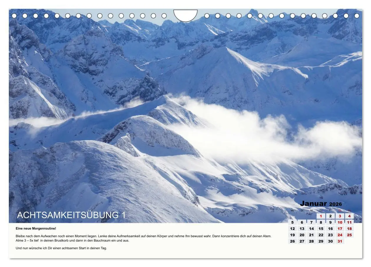 Bild: 9783457723715 | Achtsamkeit, 12 Übungen zu mehr Achtsamkeit. (Wandkalender 2026 DIN...