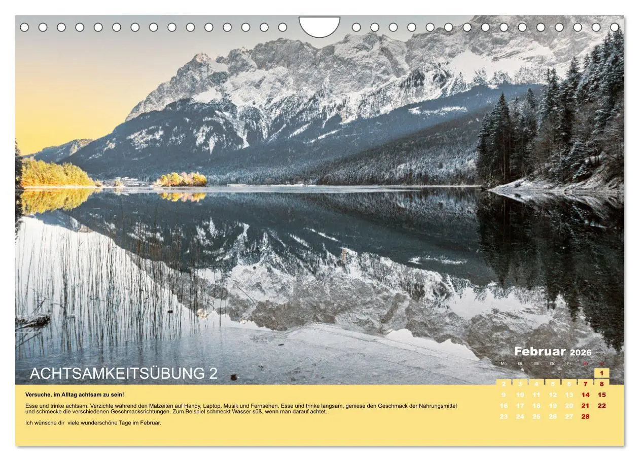 Bild: 9783457723715 | Achtsamkeit, 12 Übungen zu mehr Achtsamkeit. (Wandkalender 2026 DIN...
