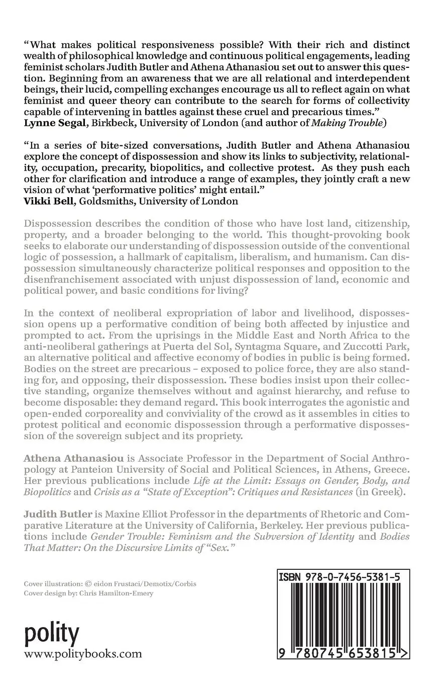 Rückseite: 9780745653815 | Dispossession | The Performative in the Political | Butler (u. a.)