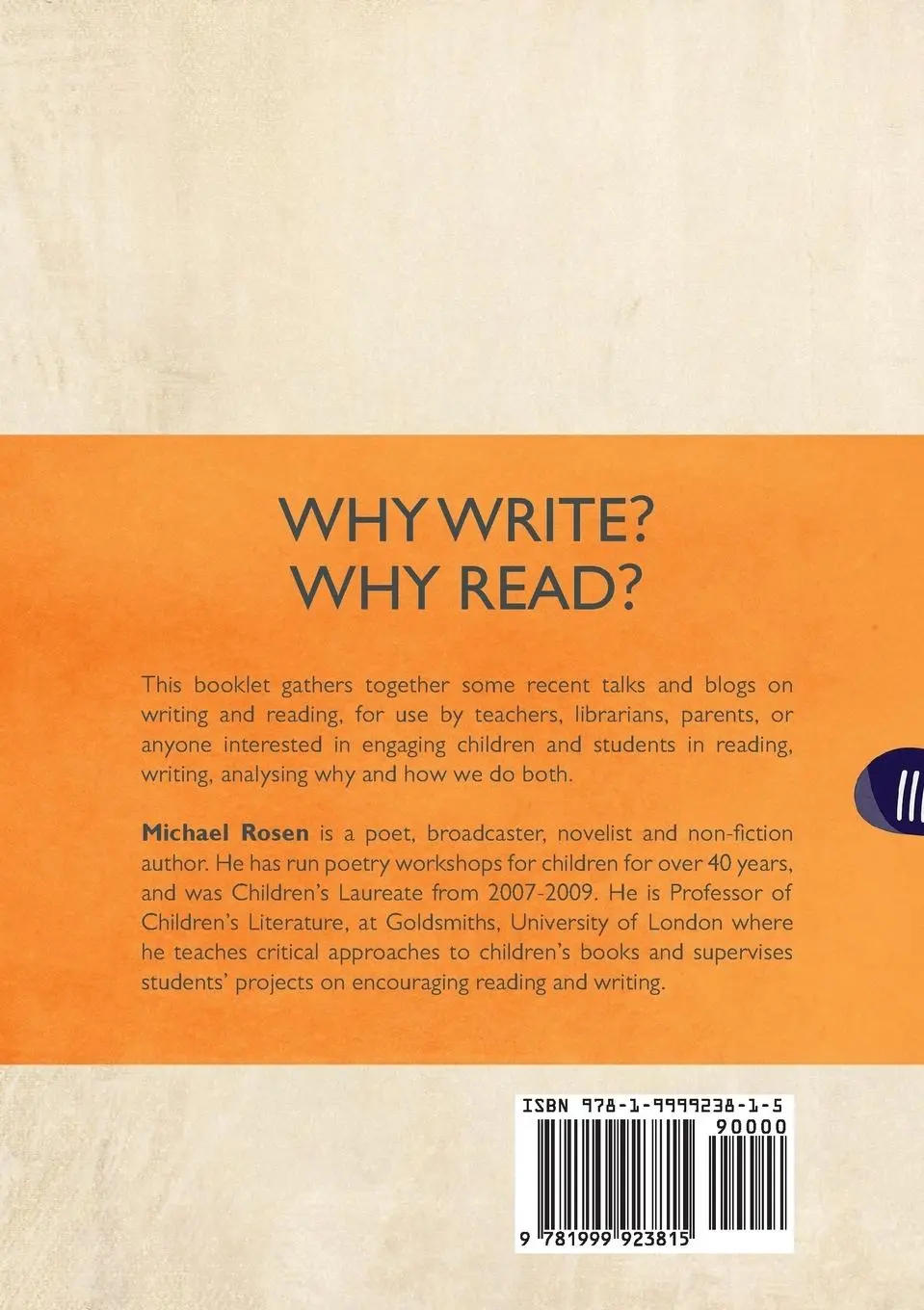 Rückseite: 9781999923815 | Why Write? Why Read? | Michael Rosen | Taschenbuch | Englisch | 2018