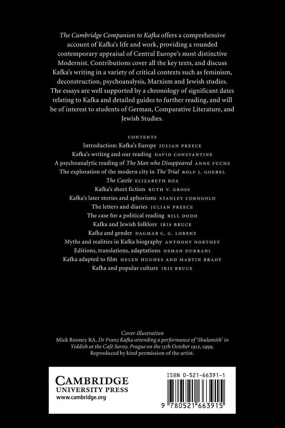 Rückseite: 9780521663915 | The Cambridge Companion to Kafka | Julian Preece (u. a.) | Taschenbuch