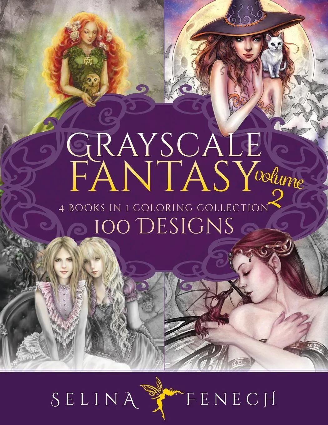 Cover: 9781923433915 | Grayscale Fantasy Coloring Collection Volume 2 | 100 Designs | Fenech