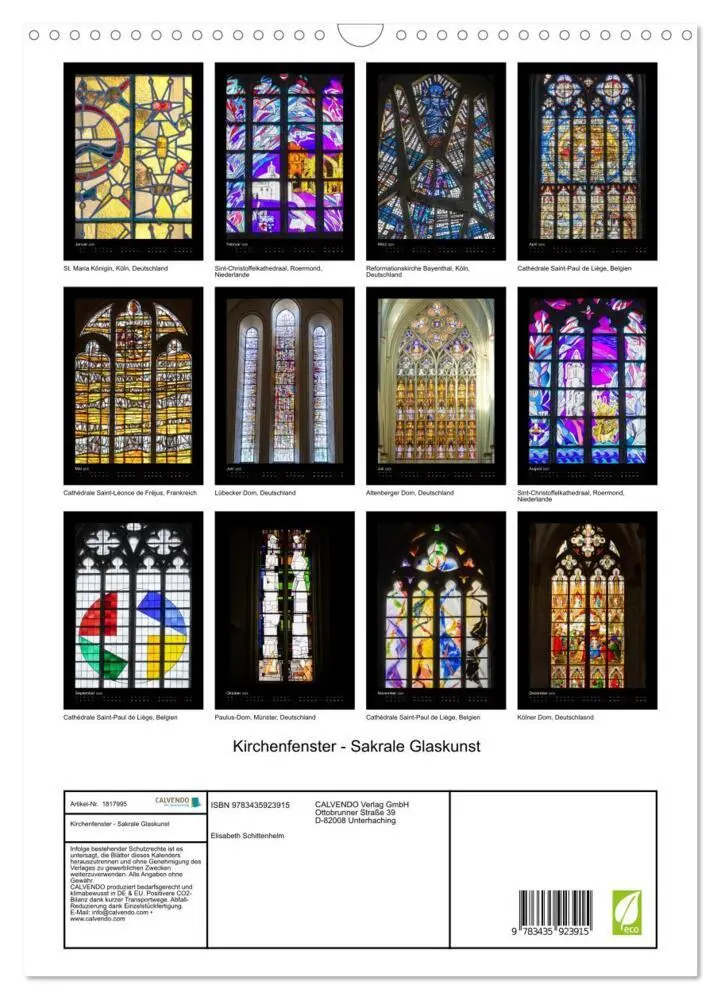 Bild: 9783435923915 | Kirchenfenster - Sakrale Glaskunst (Wandkalender 2025 DIN A3 hoch),...