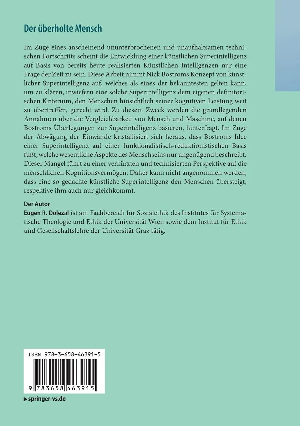 Rückseite: 9783658463915 | Der überholte Mensch | Eugen R. Dolezal | Taschenbuch | BestMasters