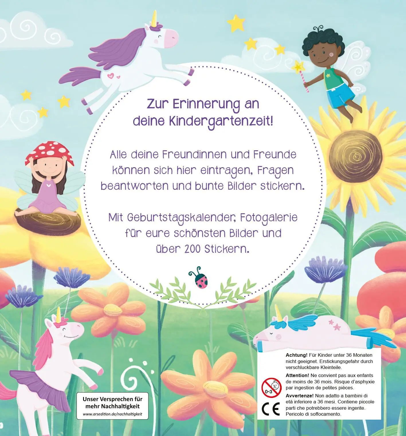 Rückseite: 4014489134015 | Meine Kindergarten-Freunde - Einhorn | Mit über 200 Stickern | Dietz