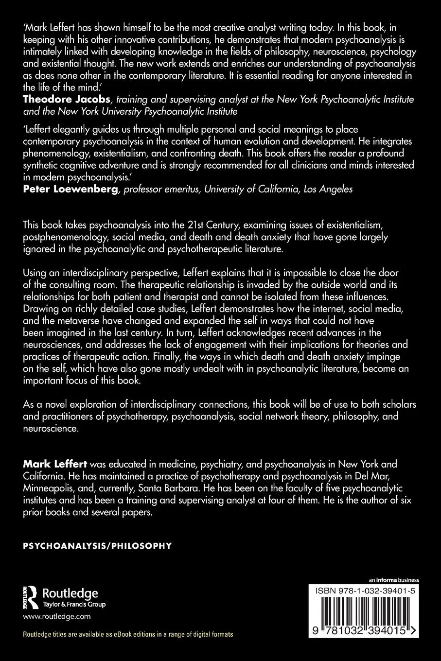 Rückseite: 9781032394015 | Psychoanalysis, the Self, and the World | Mark Leffert | Taschenbuch