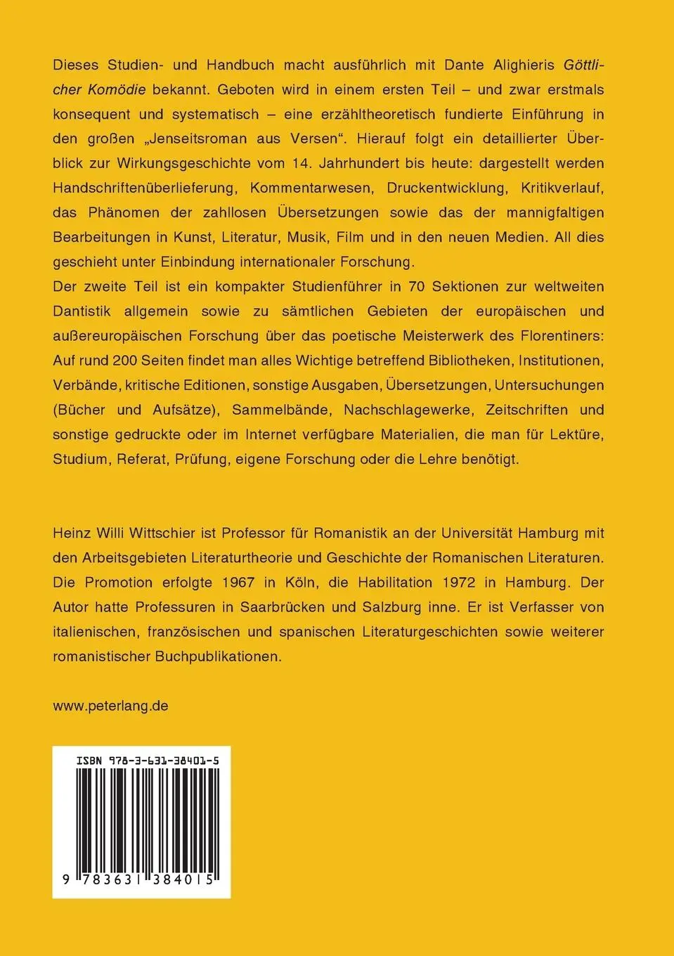 Rückseite: 9783631384015 | Dantes 'Divina Commedia' | Heinz Willi Wittschier | Taschenbuch | 2004