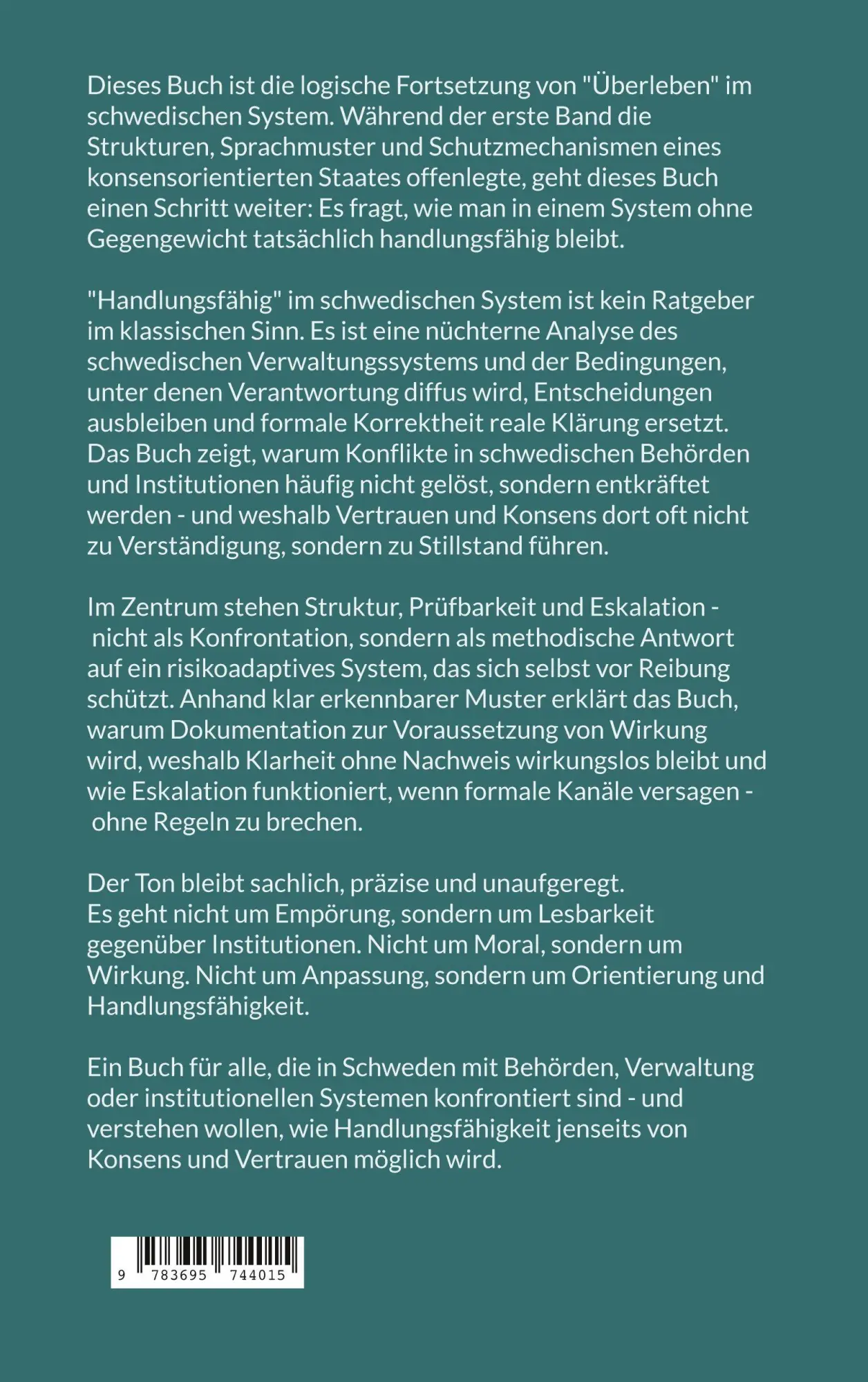 Rückseite: 9783695744015 | "Handlungsfähig" im schwedischen System | Arvid Lane | Taschenbuch