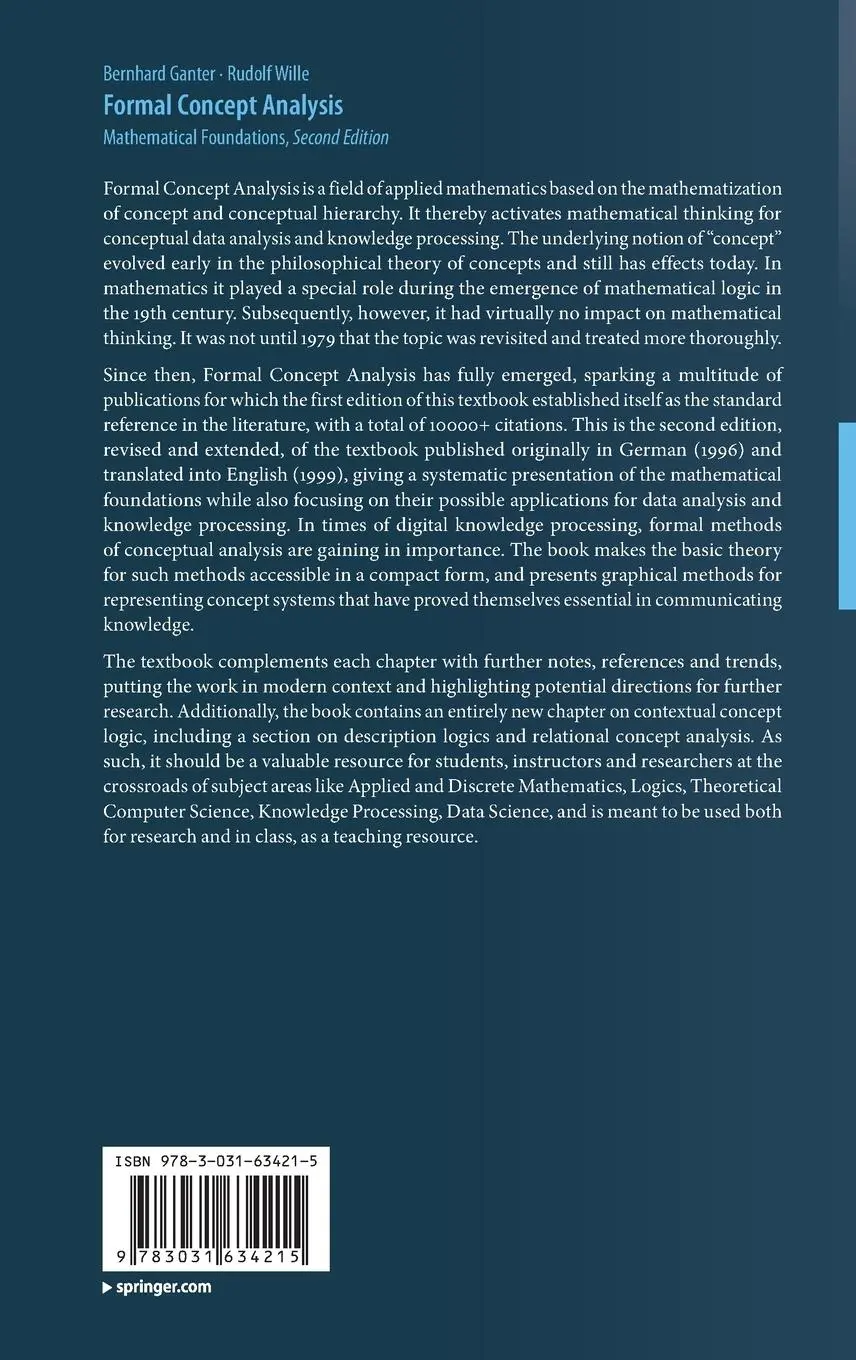 Rückseite: 9783031634215 | Formal Concept Analysis | Mathematical Foundations | Wille (u. a.)