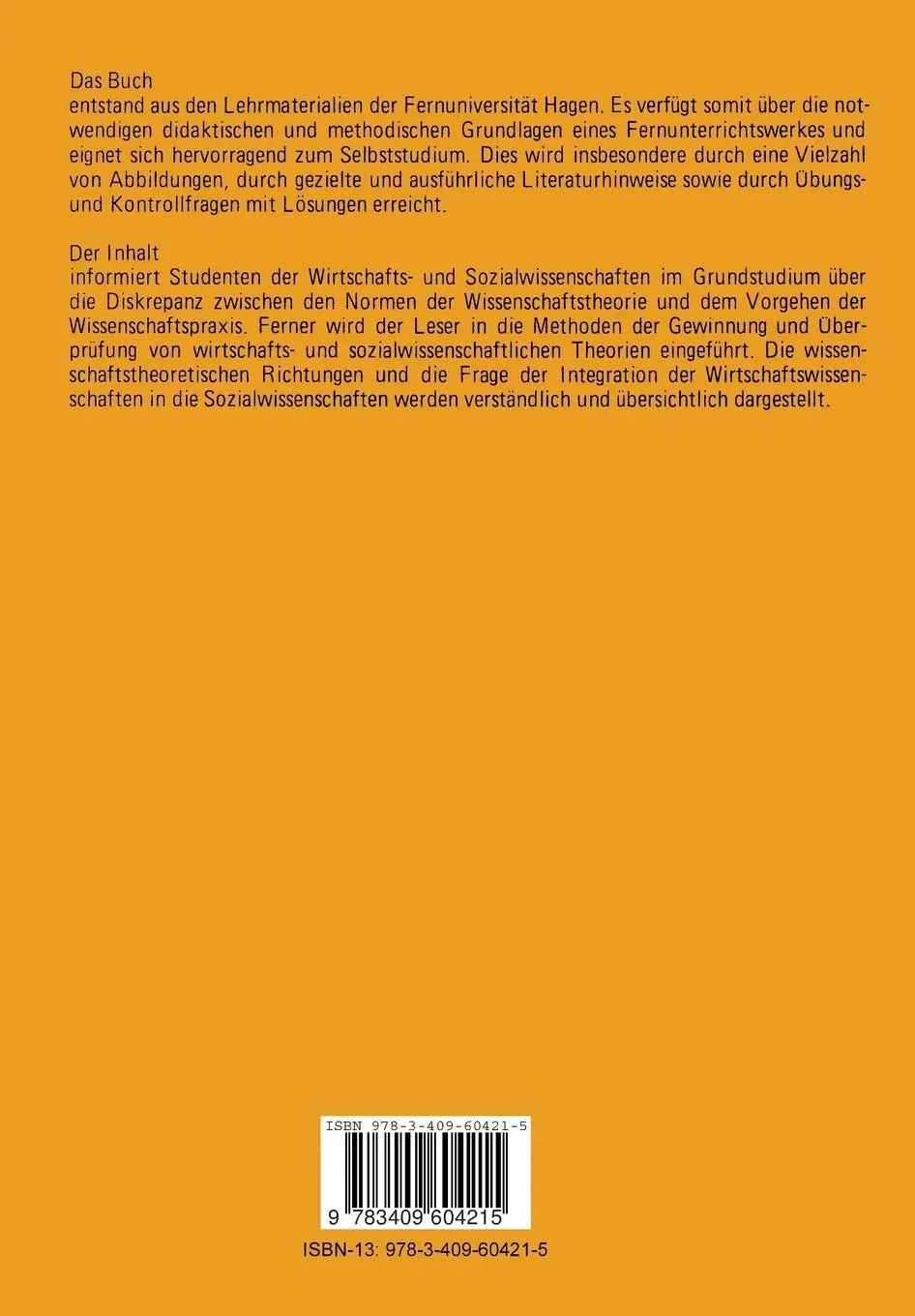 Rückseite: 9783409604215 | Methoden der Wirtschafts- und Sozialwissenschaften | Jürgen Kromphardt