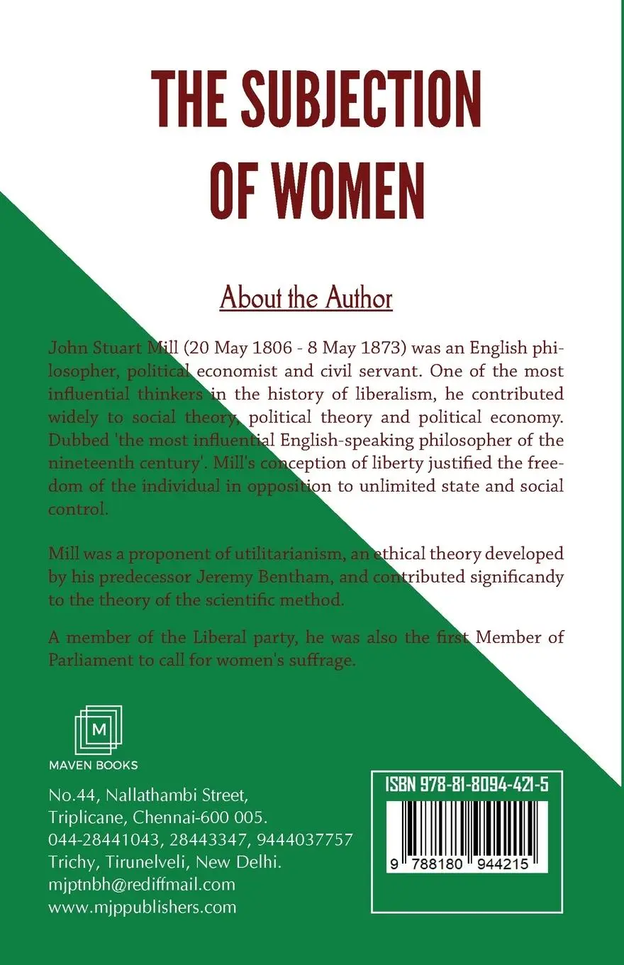 Rückseite: 9788180944215 | THE SUBJECTION OF WOMEN | John Stuart Mill | Taschenbuch | Englisch