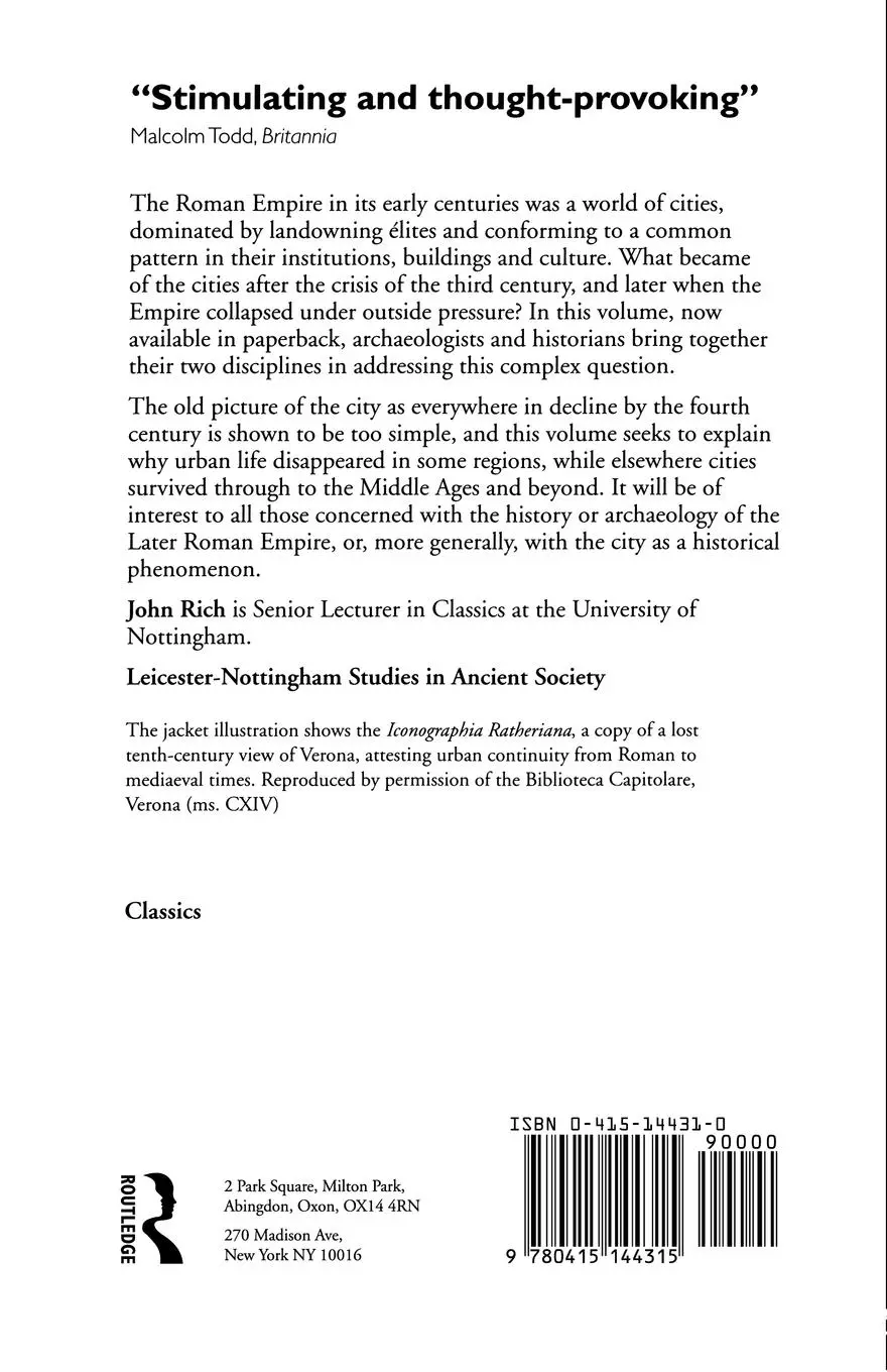 Rückseite: 9780415144315 | The City in Late Antiquity | John Rich (u. a.) | Taschenbuch | 1996
